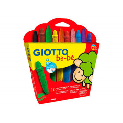 LAPICES CERA GIOTTO SUPER BEBE CAJA DE 10 COLORES SURTIDOS + SACAPUNTAS