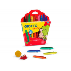 LAPICES CERA GIOTTO SUPER BEBE CAJA DE 10 COLORES SURTIDOS + SACAPUNTAS