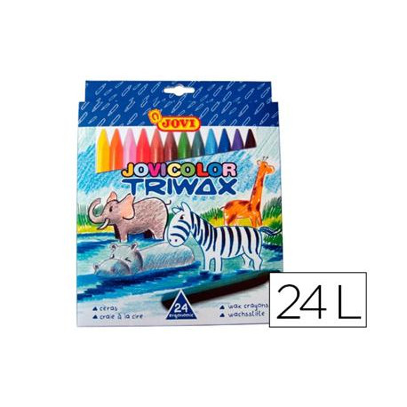 LAPICES CERA JOVICOLOR TRIANGULAR TRIWAX 24 UNIDADES COLORES SURTIDOS