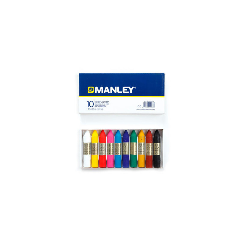 LAPICES CERA MANLEY CAJA DE 10 COLORES SURTIDOS