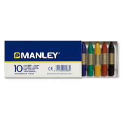 LAPICES CERA MANLEY CAJA DE 10 COLORES SURTIDOS