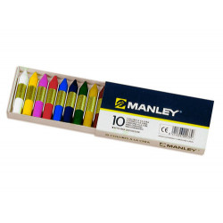 LAPICES CERA MANLEY CAJA DE 10 COLORES SURTIDOS