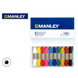 LAPICES CERA MANLEY CAJA DE 10 COLORES SURTIDOS