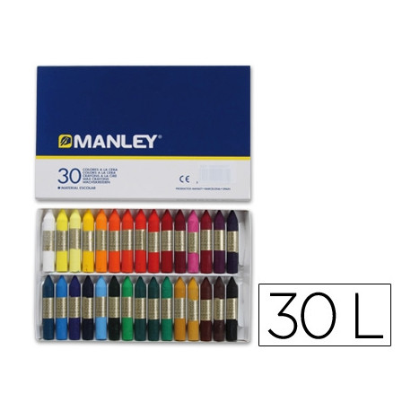 LAPICES CERA MANLEY CAJA DE 30 COLORES SURTIDOS