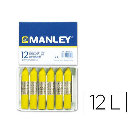 LAPICES CERA MANLEY UNICOLOR AMARILLO LIMON N.2 CAJA DE 12 UNIDADES