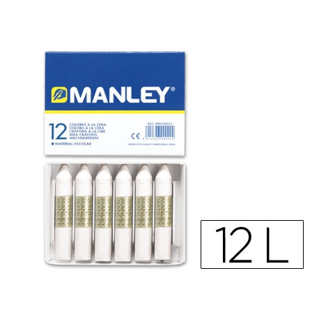 LAPICES CERA MANLEY UNICOLOR BLANCO N.1 CAJA DE 12 UNIDADES