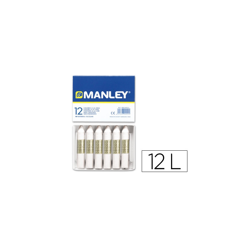 LAPICES CERA MANLEY UNICOLOR BLANCO N.1 CAJA DE 12 UNIDADES