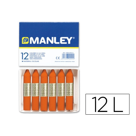 LAPICES CERA MANLEY UNICOLOR NARANJA N.6 CAJA DE 12 UNIDADES