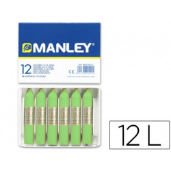 LAPICES CERA MANLEY UNICOLOR VERDE AMARILLENTO N.22 CAJA DE 12 UNIDADES