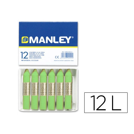 LAPICES CERA MANLEY UNICOLOR VERDE AMARILLENTO N.22 CAJA DE 12 UNIDADES