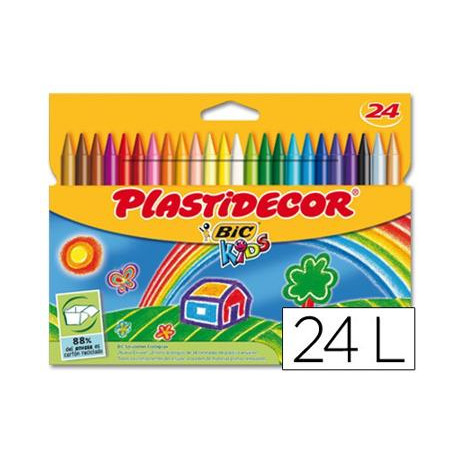 LAPICES CERA PLASTIDECOR CAJA DE 24 COLORES SURTIDOS