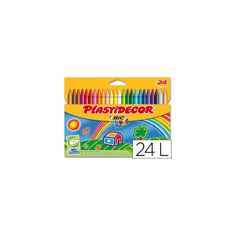 LAPICES CERA PLASTIDECOR CAJA DE 24 COLORES SURTIDOS