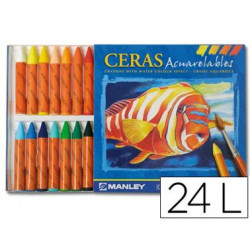 LAPICES CERA MANLEY ACUARELABLE CAJA DE 24 UNIDADES COLORES SURTIDOS