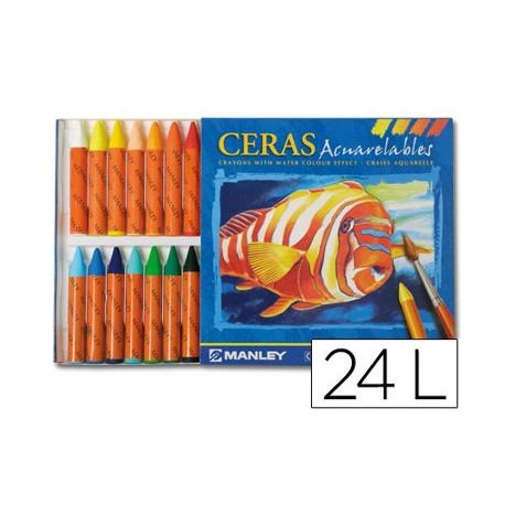 LAPICES CERA MANLEY ACUARELABLE CAJA DE 24 UNIDADES COLORES SURTIDOS