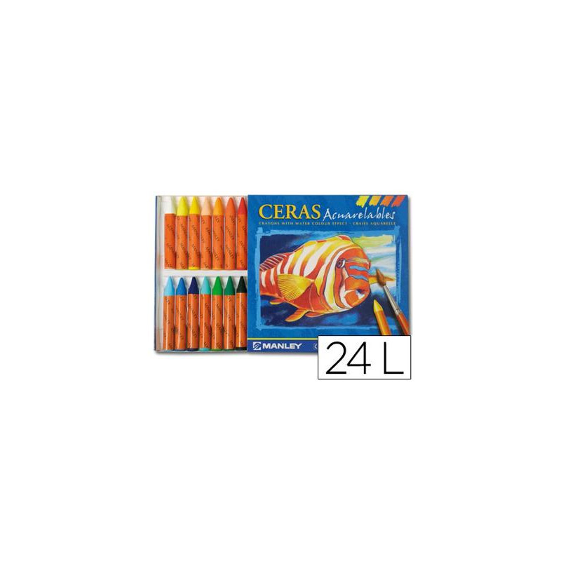 LAPICES CERA MANLEY ACUARELABLE CAJA DE 24 UNIDADES COLORES SURTIDOS