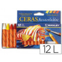 LAPICES CERA MANLEY ACUARELABLE CAJA DE 12 UNIDADES COLORES SURTIDOS