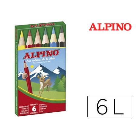 LAPICES DE COLORES ALPINO 651 CAJA DE 6 COLORES CORTOS