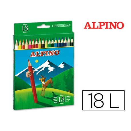 LAPICES DE COLORES ALPINO 656 CAJA DE 18 COLORES LARGOS