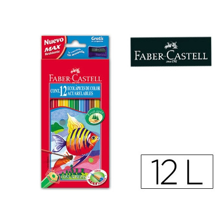 LAPICES DE COLORES FABER CASTELL ACUARELABLES CAJA DE 12 UNIDADES COLORES SURTIDOS