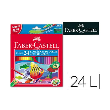 LAPICES DE COLORES FABER CASTELL ACUARELABLES CAJA DE 24 UNIDADES COLORES SURTIDOS