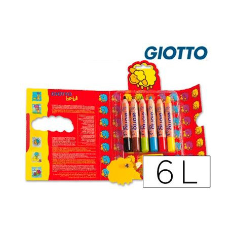 LAPICES DE COLORES GIOTTO SUPER BEBE CAJA DE 6 LAPICES COLORES SURTIDOS + SACAPUNTAS