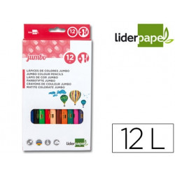 LAPICES DE COLORES LIDERPAPEL JUMBO CON SACAPUNTAS CAJA DE 12 UNIDADES COLORES SURTIDOS