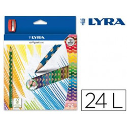 LAPICES DE COLORES LYRA GROOVE SLIM TRIANGULAR MINAS DE 3,3 MM CAJA DE 24 COLORES + SACAPUNTAS