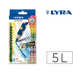 LAPICES DE COLORES LYRA GROOVE TRIANGULAR MINAS DE 4,25 MM CAJA DE 5 UNIDADES COLORES SURTIDOS