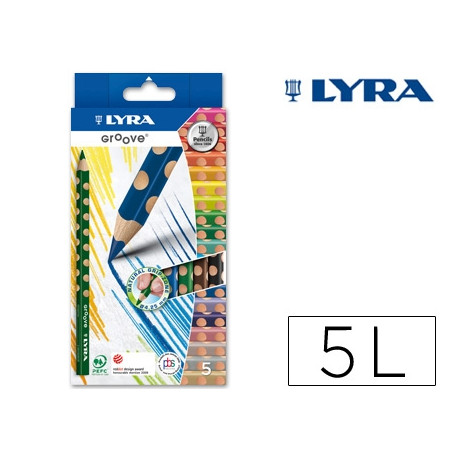 LAPICES DE COLORES LYRA GROOVE TRIANGULAR MINAS DE 4,25 MM CAJA DE 5 UNIDADES COLORES SURTIDOS