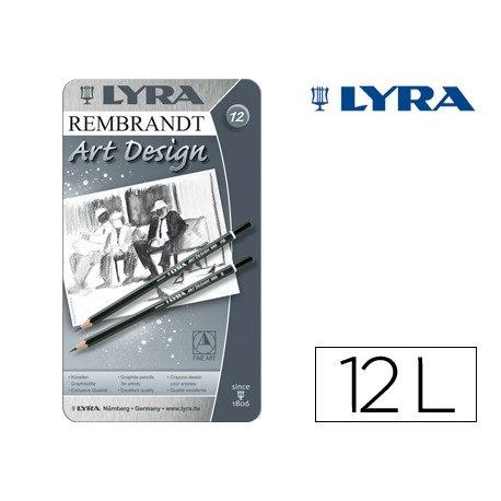 LAPICES DE GRAFITO LYRA REMBRAND ART DESIGN CAJA DE 12 GRADUACIONES 6B-5B-4B-3B 2B-B-HB-F-H-2H-3H-4H