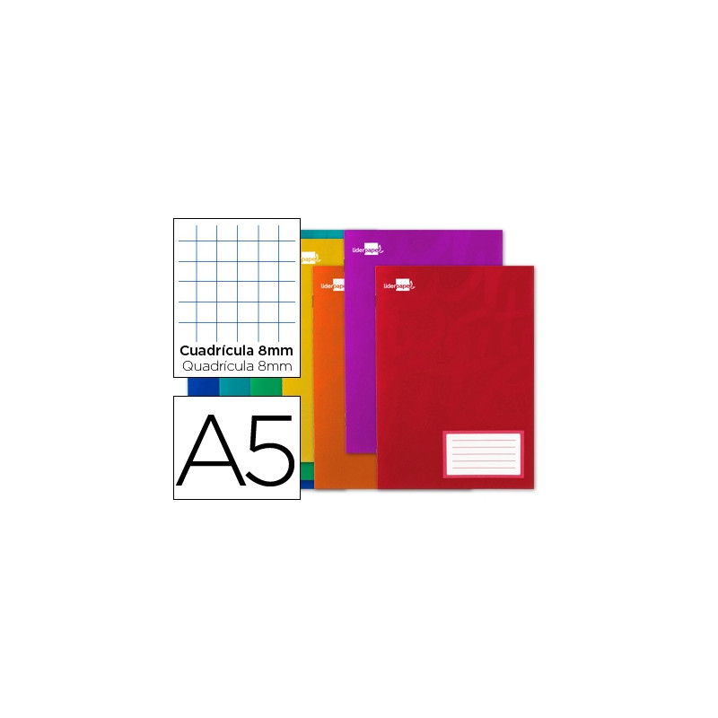 LIBRETA LIDERPAPEL SMART A5 32 HOJAS 60G/M2CUADRO 8MM CON MARGEN