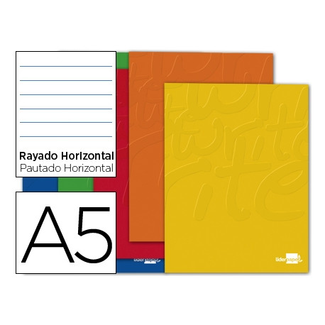 LIBRETA LIDERPAPEL SMART A5 80 HOJAS 60G/M2 HORIZONTAL CON DOBLE MARGEN COLORES SURTIDOS TAPA BLANDA