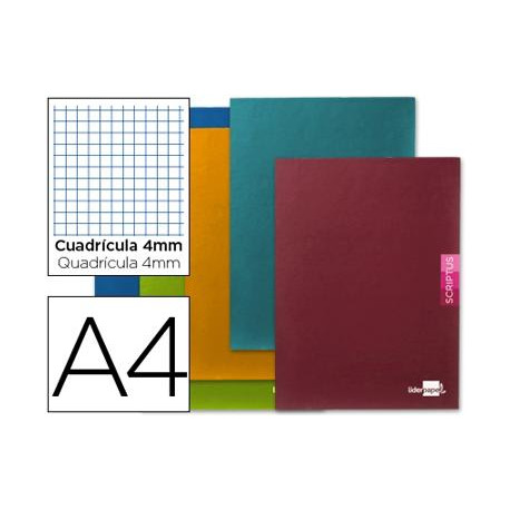 LIBRETA LIDERPAPEL SCRIPTUS A4 48 HOJAS 90G/M2 CUADRO 4MM CON MARGEN