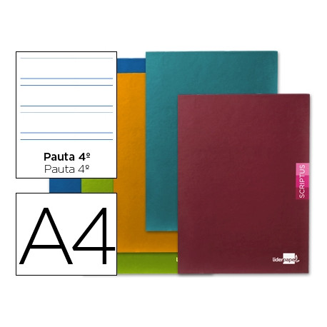 LIBRETA LIDERPAPEL SCRIPTUS A4 48 HOJAS 90G/M2 PAUTA 4? 3.5MM CON MARGEN 