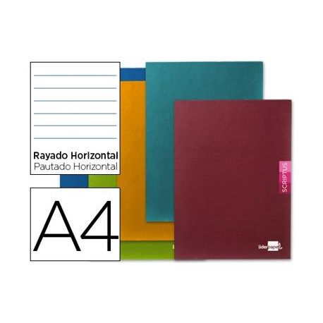 LIBRETA LIDERPAPEL SCRIPTUS A4 48 HOJAS 90G/M2 HORIZONTAL CON MARGEN