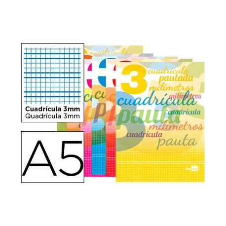 LIBRETA LIDERPAPEL PAUTAGUIA TAPA CARTONCILLO 32 HOJAS DIN A5 70 G CUADRICULADO PAUTADO 3 MM CON MAR