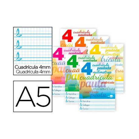 LIBRETA LIDERPAPEL PAUTAGUIA TAPA CARTONCILLO 32 HOJAS DIN A5 70 G CUADRICULADO PAUTADO 4 MM