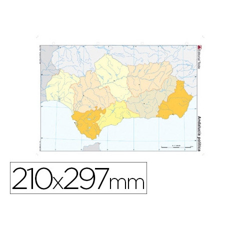 MAPA MUDO COLOR DIN A4 ANDALUCIA POLITICO