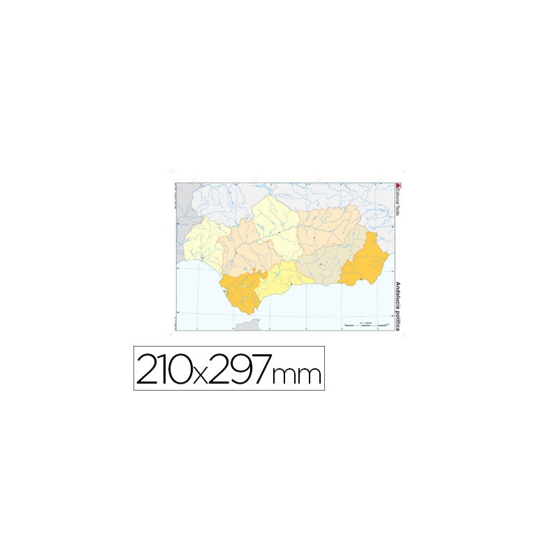 MAPA MUDO COLOR DIN A4 ANDALUCIA POLITICO