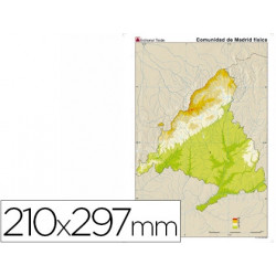 MAPA MUDO COLOR DIN A4 MADRID COMUNIDAD DE MADRID FISICO