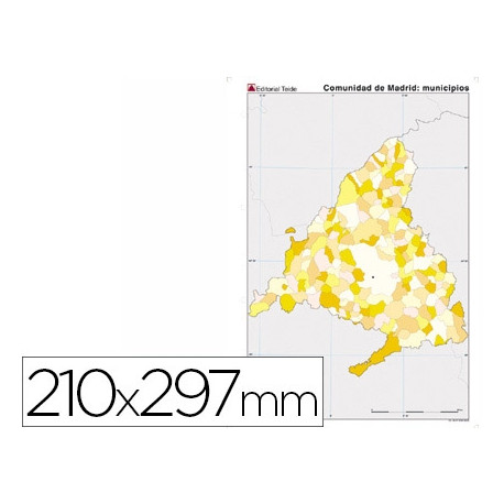 MAPA MUDO COLOR DIN A4 COMUNIDAD DE MADRID POLITICO