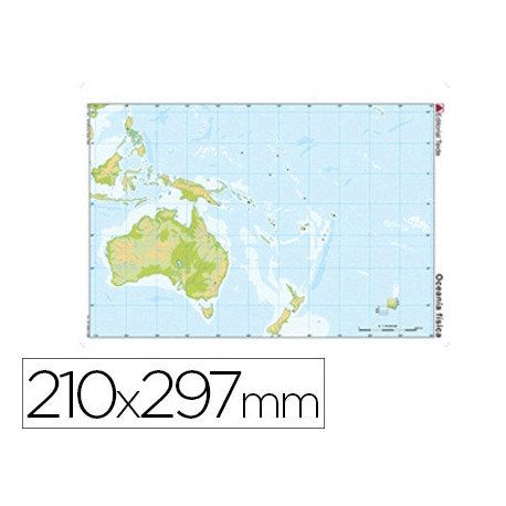 MAPA MUDO COLOR DIN A4 OCEANIA FISICO