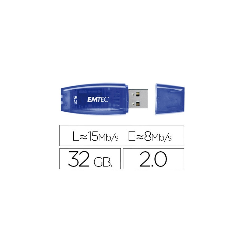 MEMORIA USB EMTEC FLASH C410 32 GB 2.0 AZUL