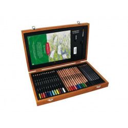 ESTUCHE DE PINTURA DERWENT ACADEMY MADERA LAPICES DE COLORES 35 PIEZAS