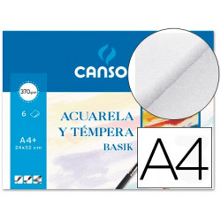 PAPEL ACUARELA BASIK CANSON DIN A4+ 370 GR PACK DE 6 HOJAS