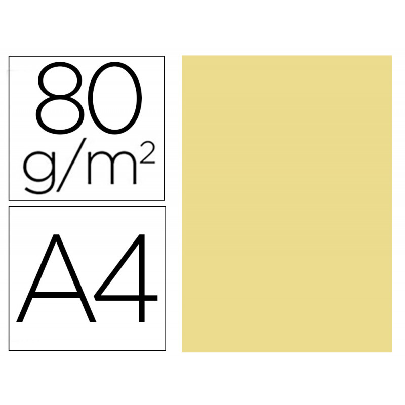 PAPEL COLOR LIDERPAPEL A4 80GR AMARILLO PAQUETE DE 100 HOJAS