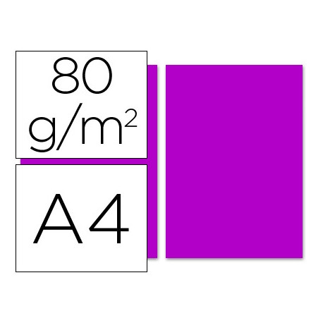 PAPEL COLOR LIDERPAPEL A4 80GR FUCSIA PAQUETE DE 100 HOJAS