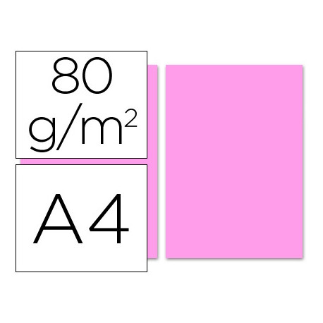 PAPEL COLOR LIDERPAPEL A4 80GR ROSA PAQUETE DE 100 HOJAS