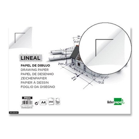 PAPEL DIBUJO LIDERPAPEL 210X297MM 150G/M2 CON CAJETIN