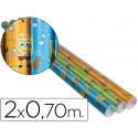 PAPEL DE REGALO INFANTIL BOB ESPONJA ROLLO ANCHO 70 CM LONGITUD 2 MT DISE?OS SURTIDOS GRAMAJE 60 GR